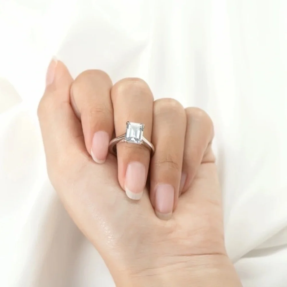925 Sterling Silver Radiant Cut Clear Engagement Single Stone 2.5 ct CZ Ring